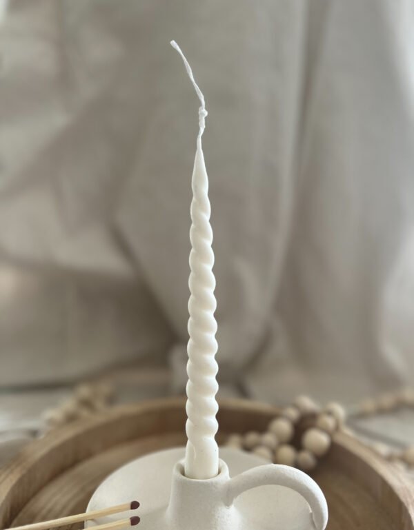 1x Neutral Soy Wax Taper Swirl Candle - Image 2