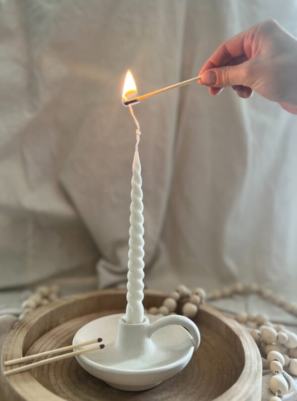 1x Neutral Soy Wax Taper Swirl Candle - Image 3