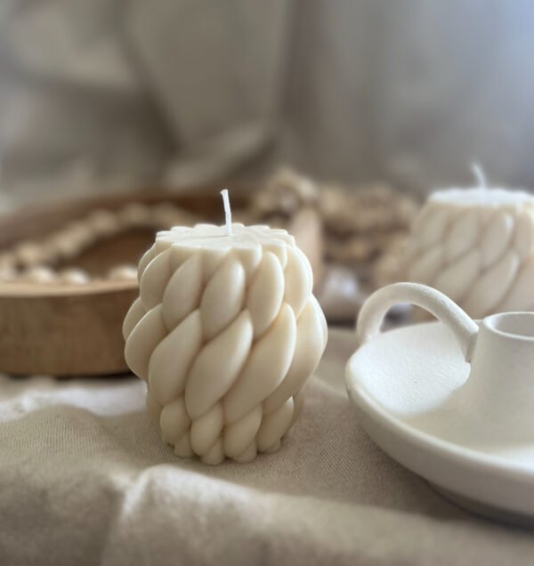 A Large Knit Effect Cosy Handmade Soy Candle - Image 3