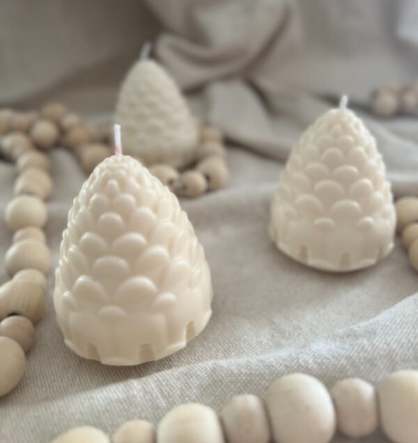 Neutral Handmade Soy Pine Cone Candle - Image 2