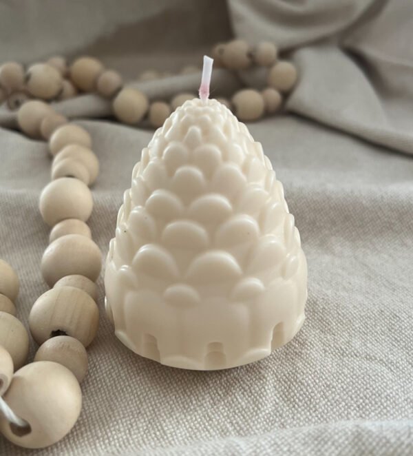 Neutral Handmade Soy Pine Cone Candle - Image 3