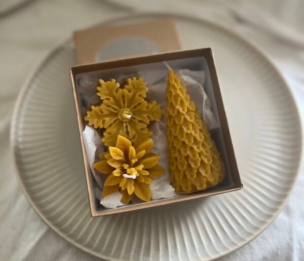 Handmade 3 Piece Bees Wax Christmas Set
