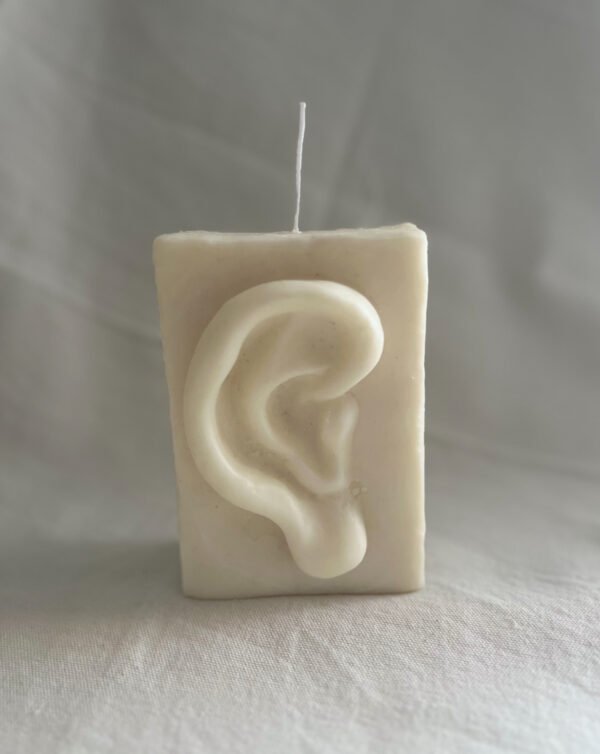 Abstract Antique Style Ear/Lips/Eyes Large Soy Candle - Image 2