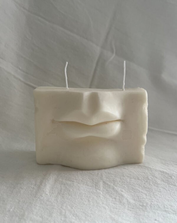 Abstract Antique Style Ear/Lips/Eyes Large Soy Candle - Image 3