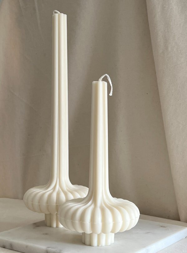 2x Piece Long Thick Ribbed Table Soy Candles - Image 2