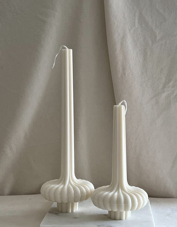 2x Piece Long Thick Ribbed Table Soy Candles - Image 3