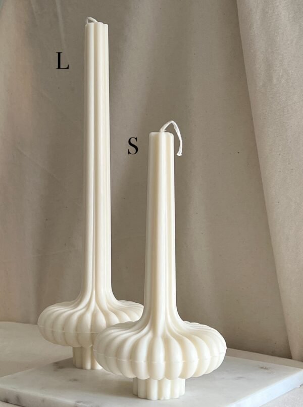 2x Piece Long Thick Ribbed Table Soy Candles