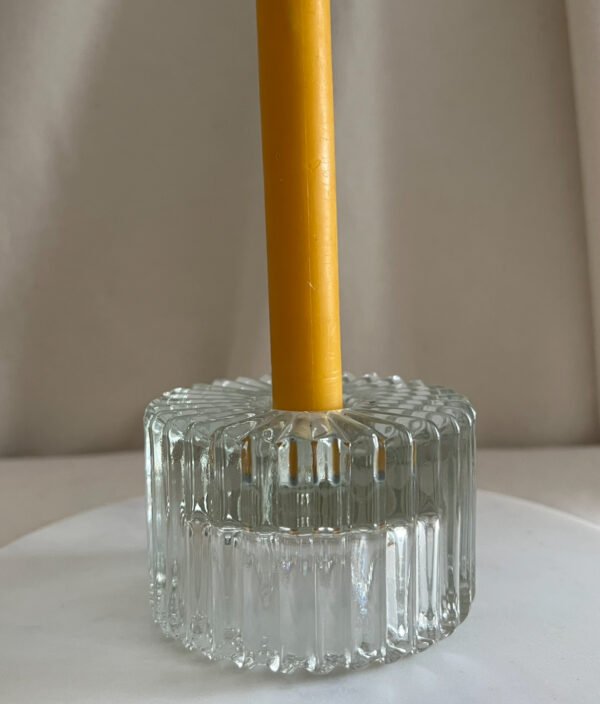 Glass Clear Ribbed 2-in-1 Candle Holder - Image 2
