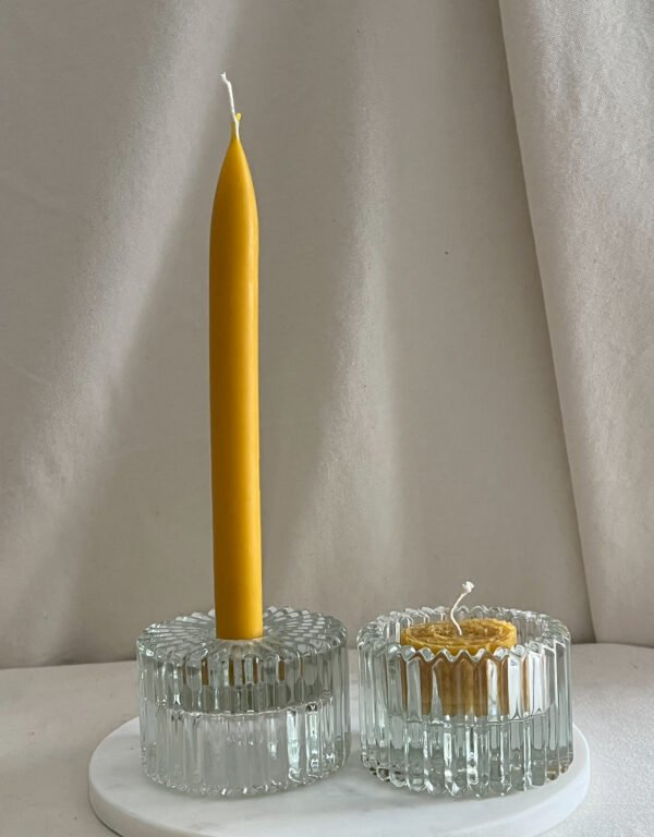 Glass Clear Ribbed 2-in-1 Candle Holder