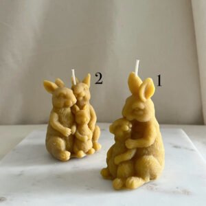 Pure Beeswax Bunny Family and Mum Candle 2 Designs