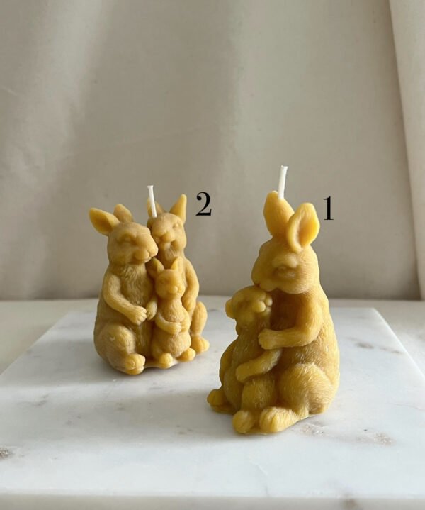 Pure Beeswax Bunny Family and Mum Candle 2 Designs