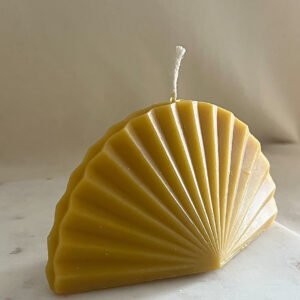 Medium-Sized Beeswax Ribbed Fan Candle