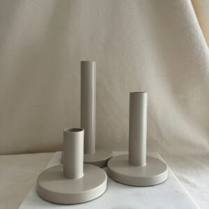 Minimalist 3-Piece Beige Candle Holder Set