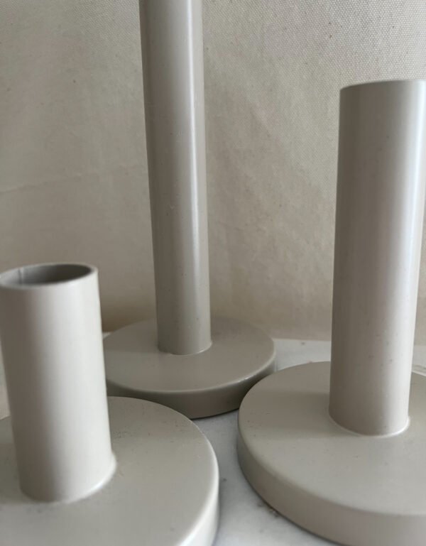 Minimalist 3-Piece Beige Candle Holder Set - Image 2
