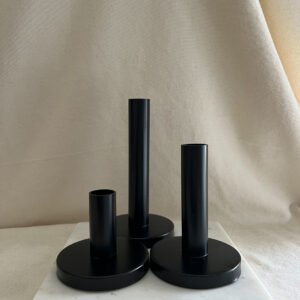 Minimalist 3-Piece Black Candle Holder Set
