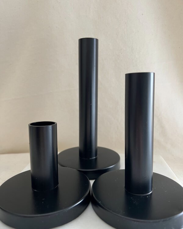 Minimalist 3-Piece Black Candle Holder Set - Image 2