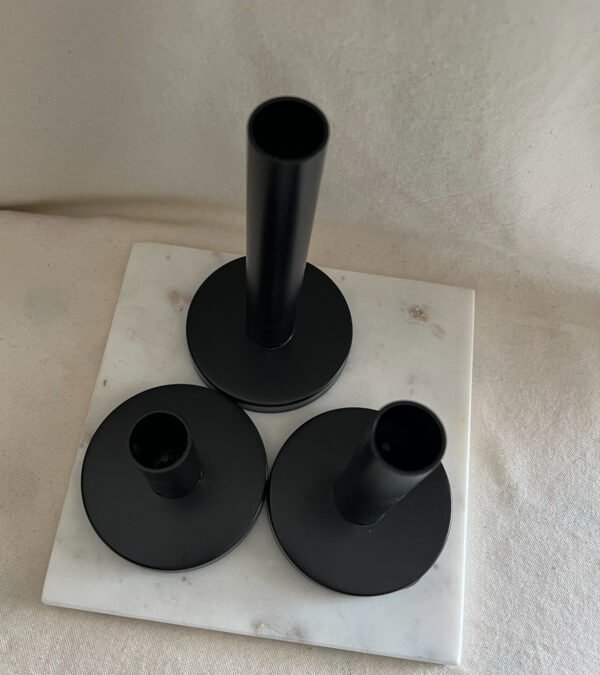 Minimalist 3-Piece Black Candle Holder Set - Image 3