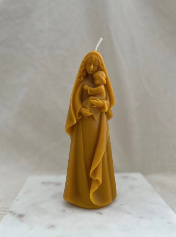 Large Standing Mary & Jesus Pure Beeswax Candle
