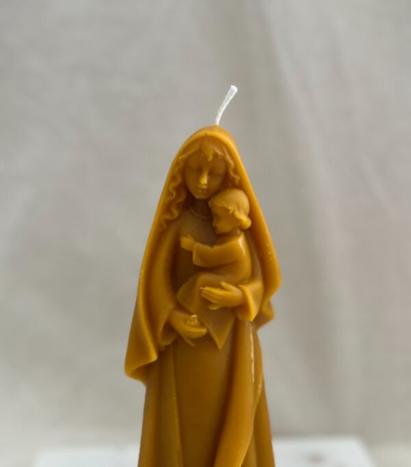 Large Standing Mary & Jesus Pure Beeswax Candle - Image 2